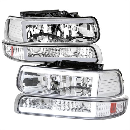 Spec-D Tuning 99-02 CHEVROLET SILVERADO CHROME HOUSING CLEAR LENS, PK 2 2LBLH-SIV99-G3-RS